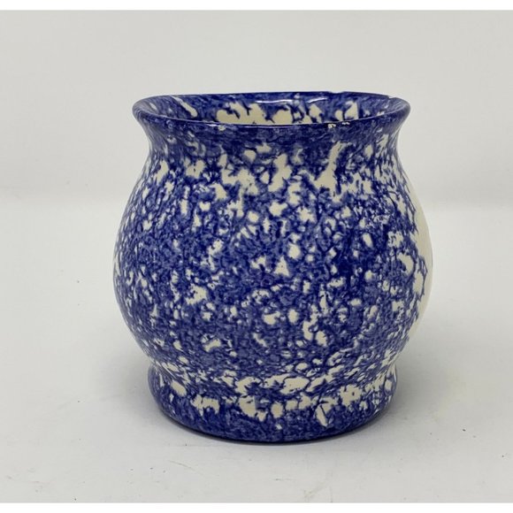 MOLLY DALLAS OPEN SUGAR BOWL Sheep Blue Spatterware Farmhouse MOLLY'S COWS Folk - Picture 4 of 9